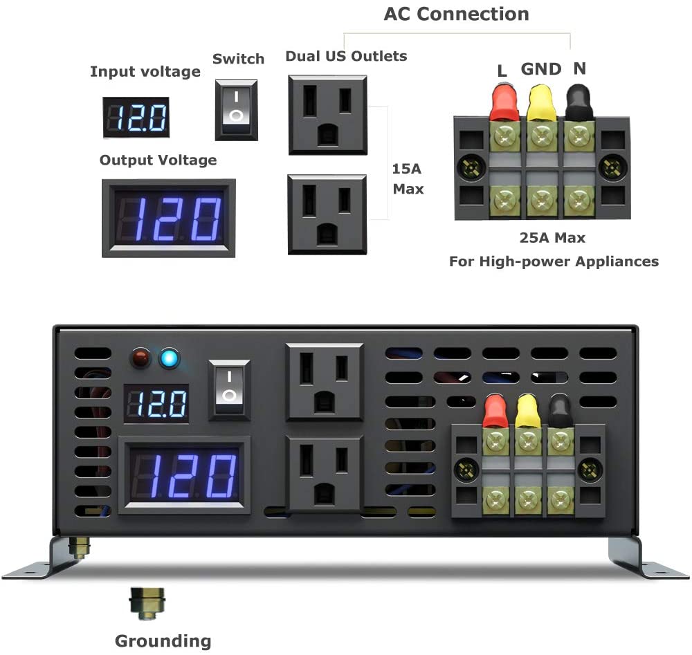 نقية شرط لموجة العاكس 3000 واط - مراجعة Inverter Pure Sine Wave 60Hz 120V 3000W وسعره