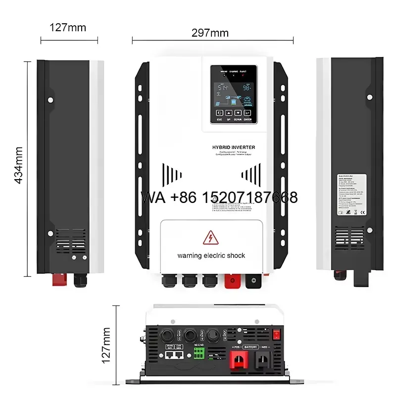 محول موجة جيبية نقية أحادي الط - مراجعة Hybrid Solar Inverter 5.5Kw Mppt 48V وسعره